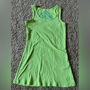 Bright lime green, long Kirra tank top, size medium